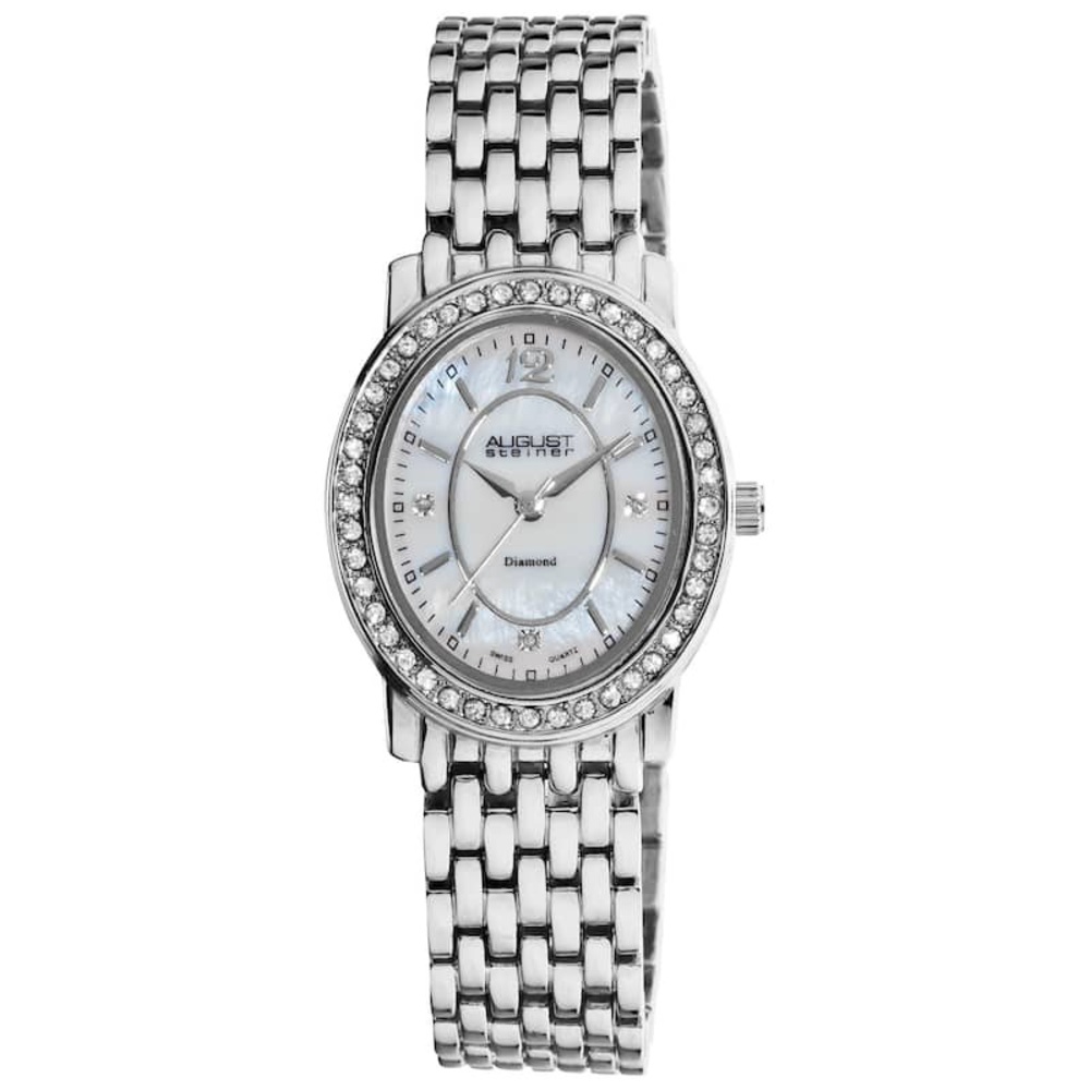 NEW August Steiner Silver-Tone Women's Watch with Crystal Accents